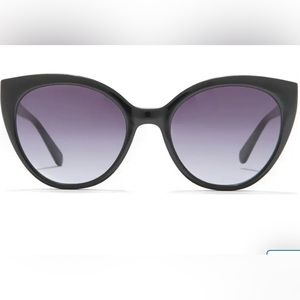 NWT Kate Spade Amya/O/S 54mm Cat Eye Black Frame Grey Lenses Sunglasses